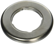 Stainless steel circular base with central opening and gasket for soap dispenser installation.