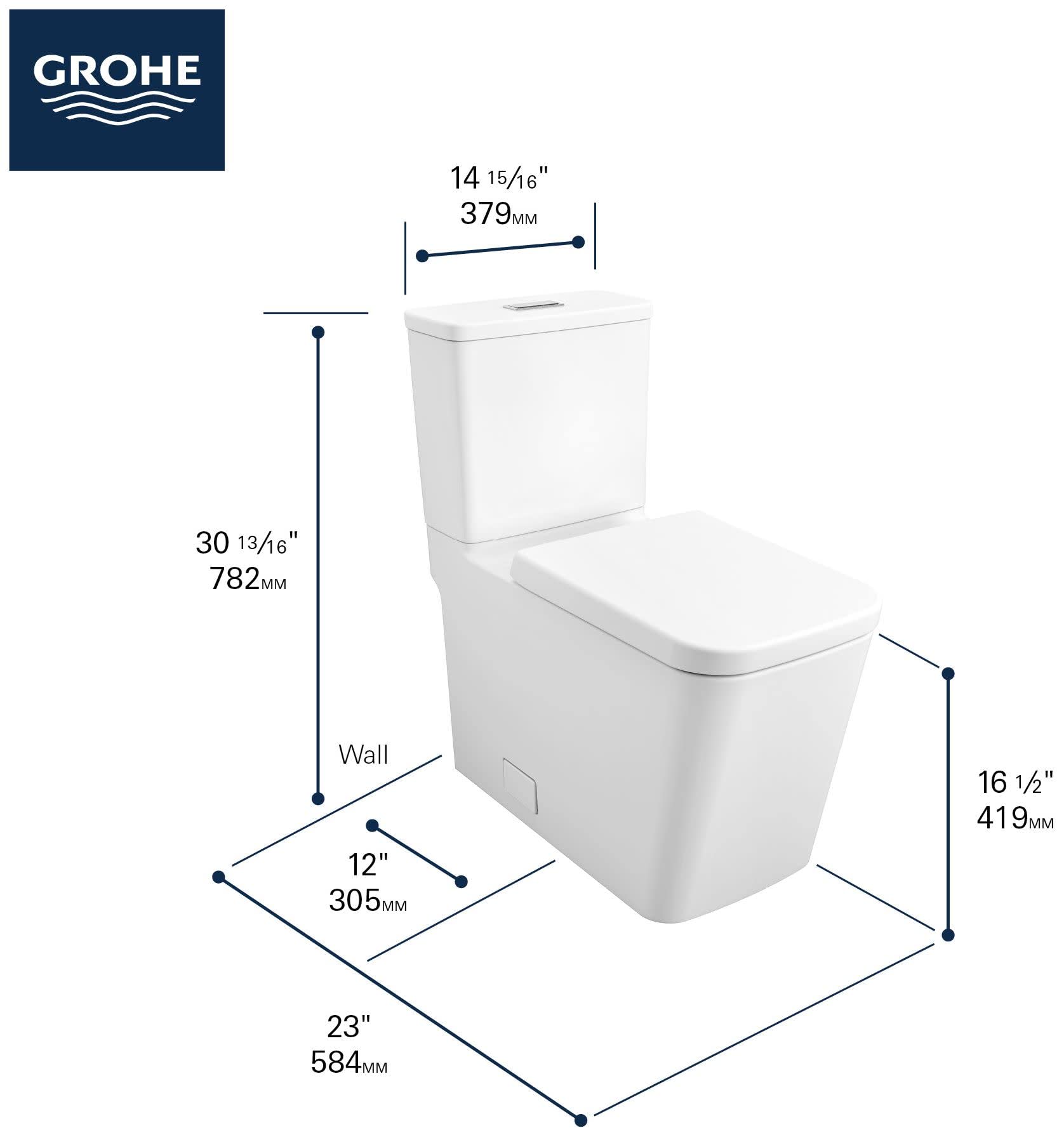 Grohe Eurocube 39661000 Two-Piece Dual Flush Right Height Elongated Toilet With Seat in Grohe Alpine White