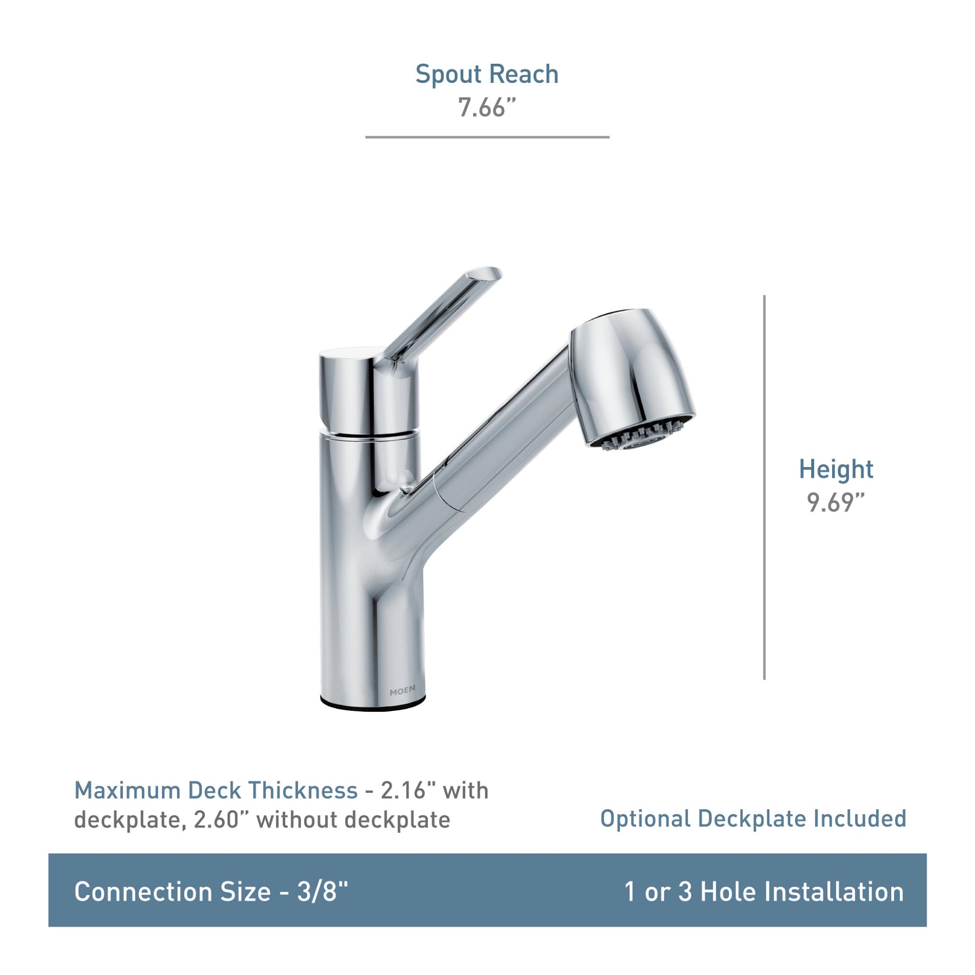 Moen Method Spot Resist Stainless Steel One Handle Pullout Kitchen Faucet with High Spray Pressure Kitchen Sink Faucets with Pull Out Sprayer in Spot Resist Stainless - 7585SRS
