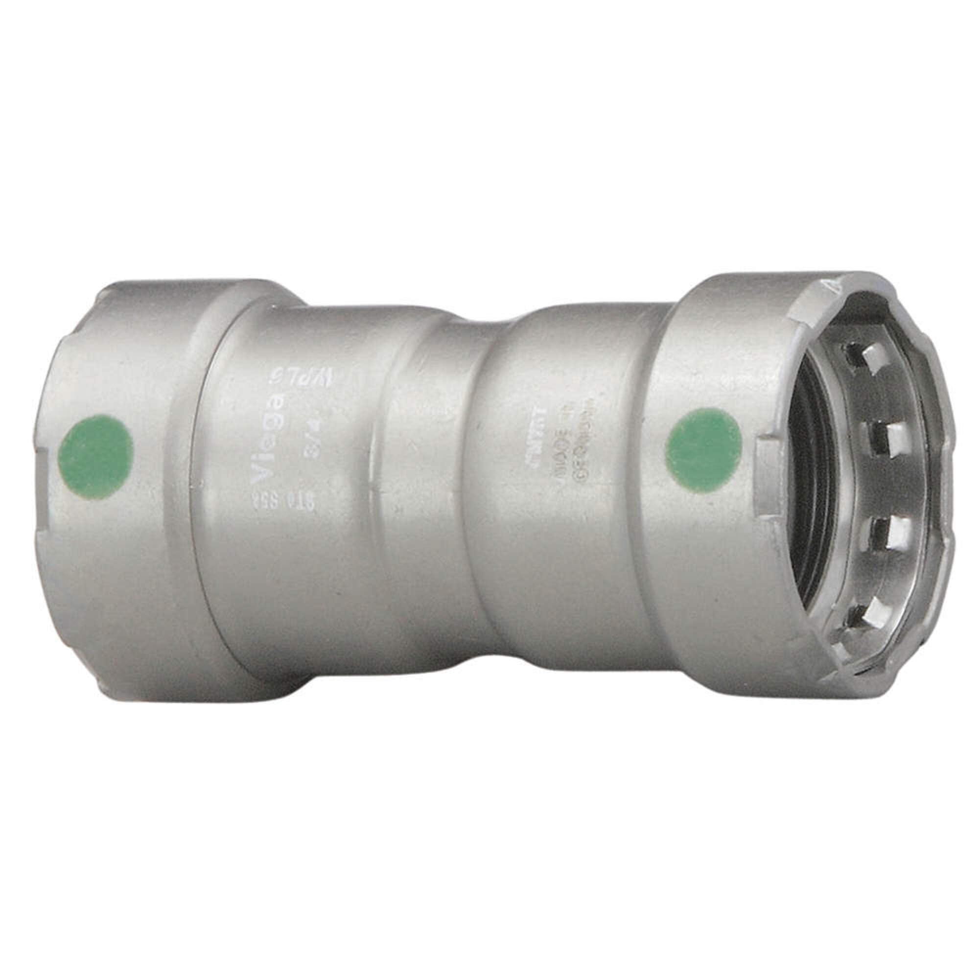 Viega MegaPress 1/2" Press Coupling with Stop in Carbon Steel, Zinc-Nickel Coating - 25000
