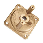 Grohe cartridge cover in brushed nickel finish with mounting holes and central square opening.