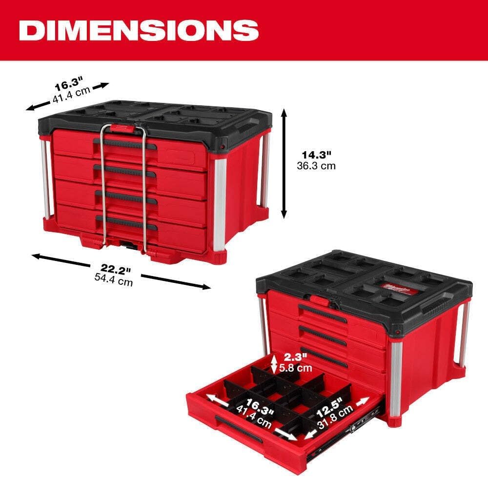 Milwaukee PACKOUT 4 Drawer Tool Box - 48-22-8444
