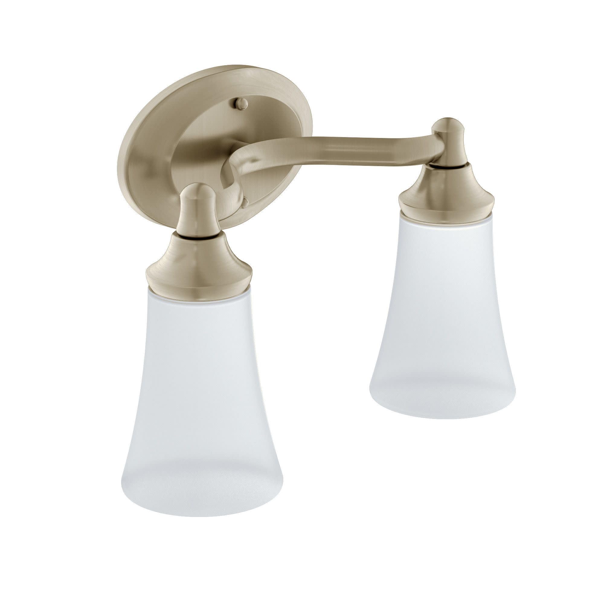 Moen Eva 2 Light Dual Mount Bath Bathroom Vanity Fixture with Frosted Glass in Brushed Nickel - YB2862BN