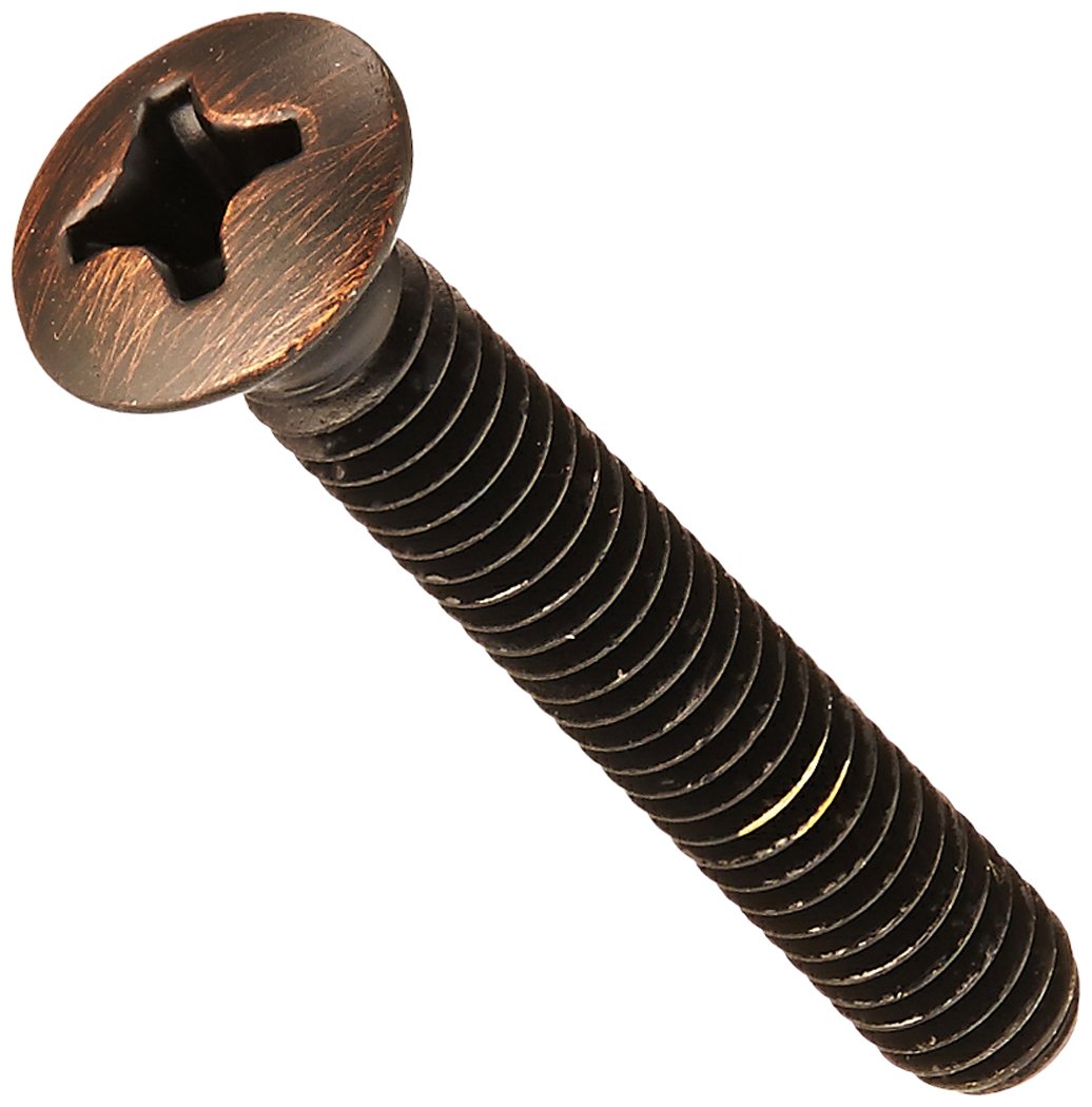 Venetian bronze screw with Phillips head and textured finish for overflow plate installation.