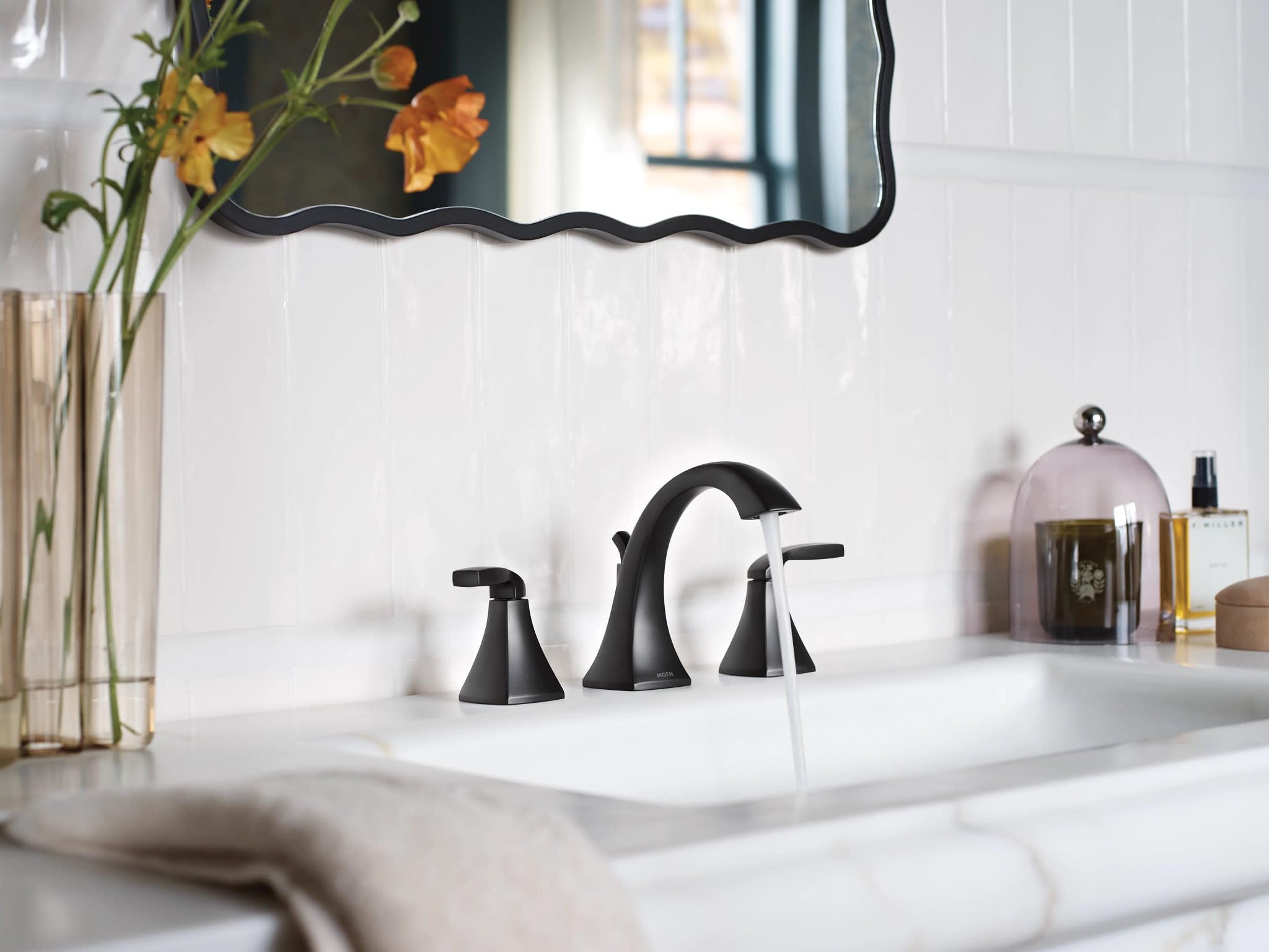 Moen Voss Two Handle Widespread Bathroom Faucet Trim Kit in Matte Black - T6905BL