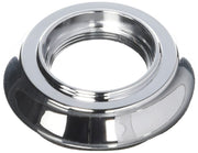 Chrome finish circular flange with black grip handles on sides for roman tub faucet installation.