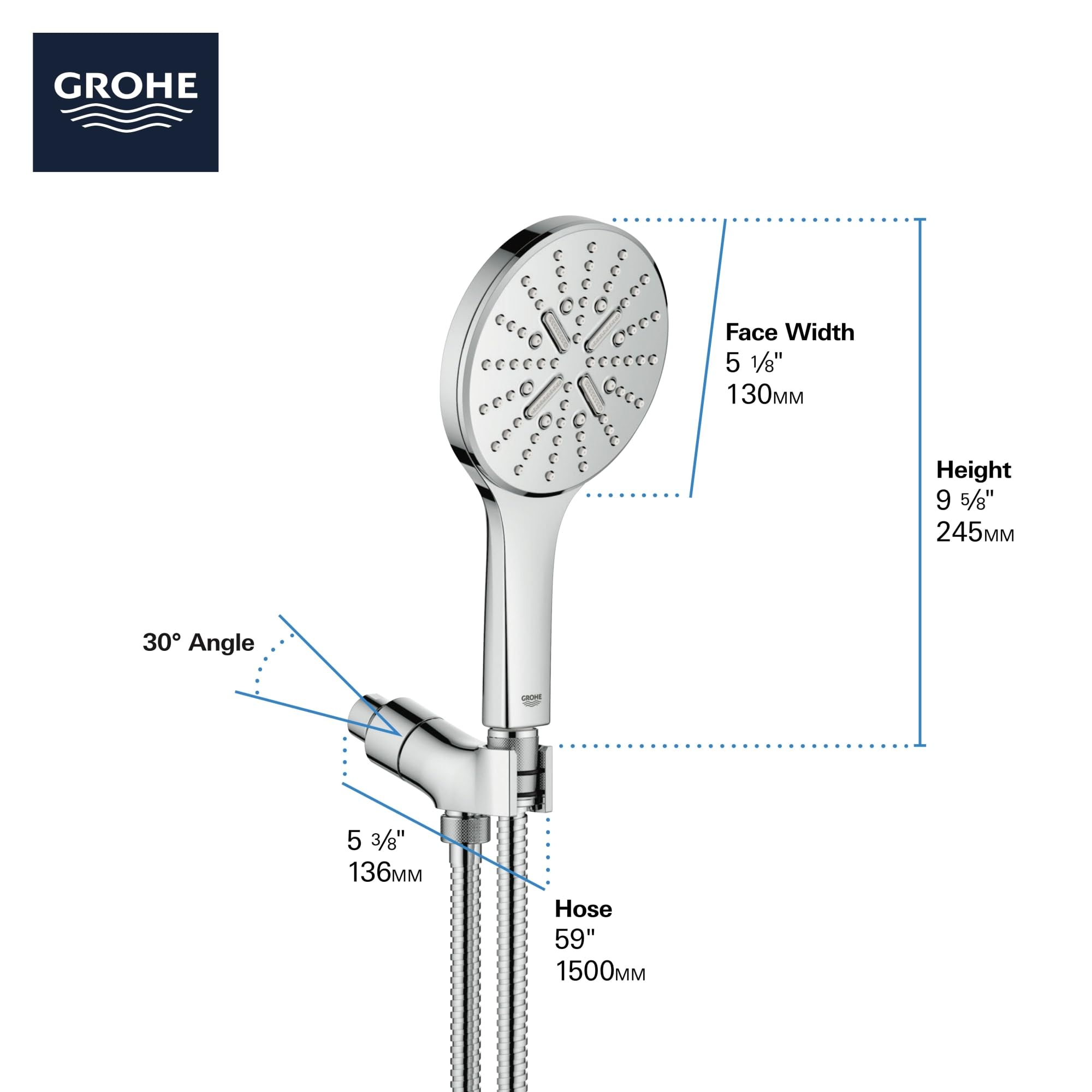 Grohe Rainshower 26604EN0 Hand Shower Kit - 3 Sprays, 1.75 gpm in Grohe Brushed Nickel