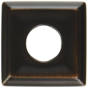 Square shower flange in dark bronze finish with circular center opening.