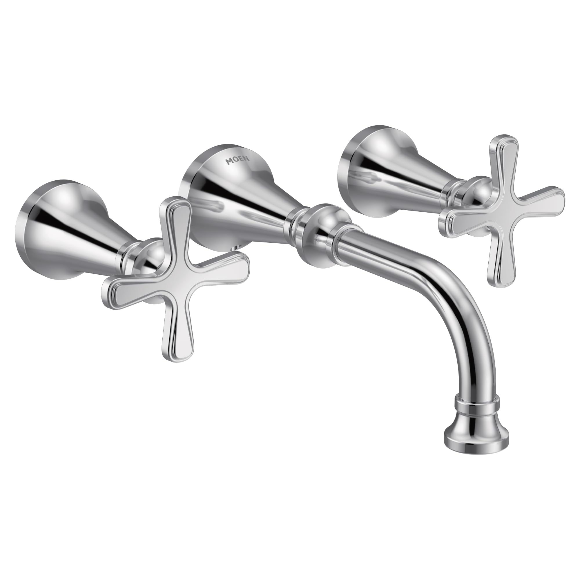 Moen Colinet Traditional Two Handle Widespread High Arc Bathroom Faucet with Cross Handles in Chrome - TS44103