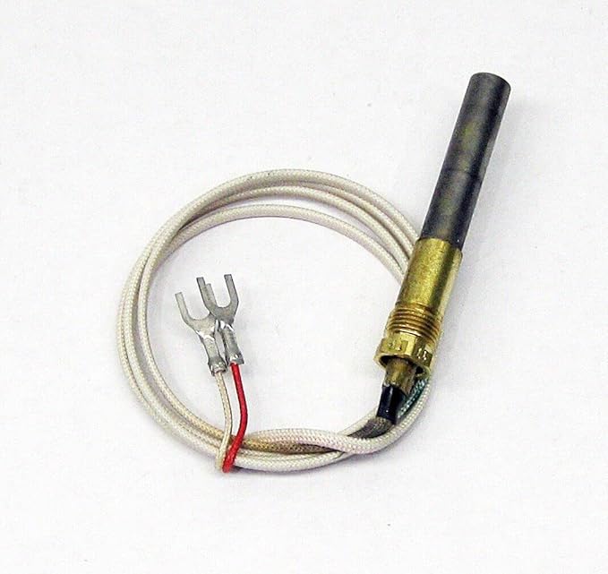 Pilot uni-kit with brass connector, black handle, and braided cable with red and white wire terminals.