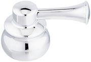 Chrome metal lever handle kit for tub and shower with round escutcheon plates and spout attachment.