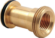 Brass tub spout adapter with black O-ring and threaded female connection on one end.