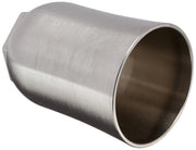 Brushed stainless steel cylindrical valve sleeve with open end and mounting flange on side.