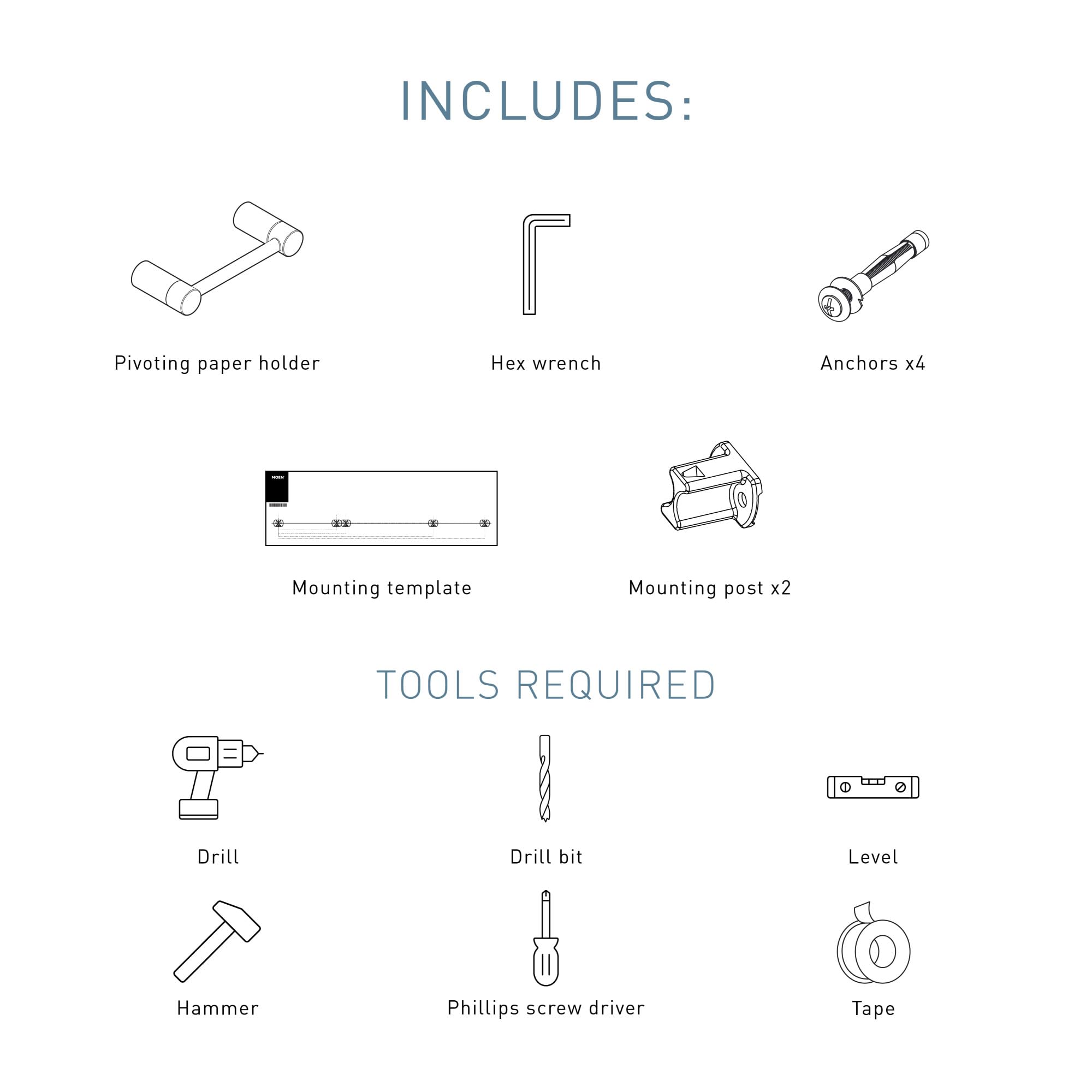 Moen Align Modern Double Post Wall Mount Pivoting Toilet Paper Holder for Easy Roll Change in Chrome Modern - YB0408CH