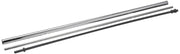 Chrome shower rail with two parallel tubes and mounting brackets on white background.