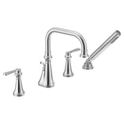 Moen Colinet Two Handle Deck Mount Roman Tub Faucet Trim with Lever Handles and Handshower in Chrome - TS44504