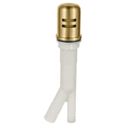 Grohe air gap with brushed gold cap and white plastic body featuring two horizontal slots.
