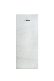 Rectangular marble plate with light gray and white veining, AXOR branding centered.