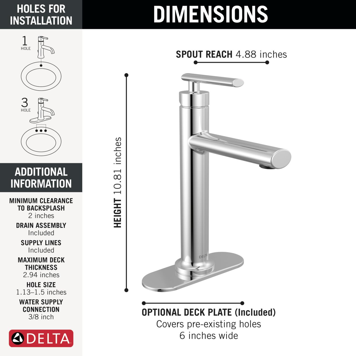 Single-handle bathroom faucet in champagne bronze with tall spout, 10.81 inches high, 4.88 inch reach.