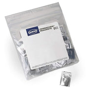 Clear plastic bag containing small silver foil pouches of Hach Permachem reagent powder with product label.