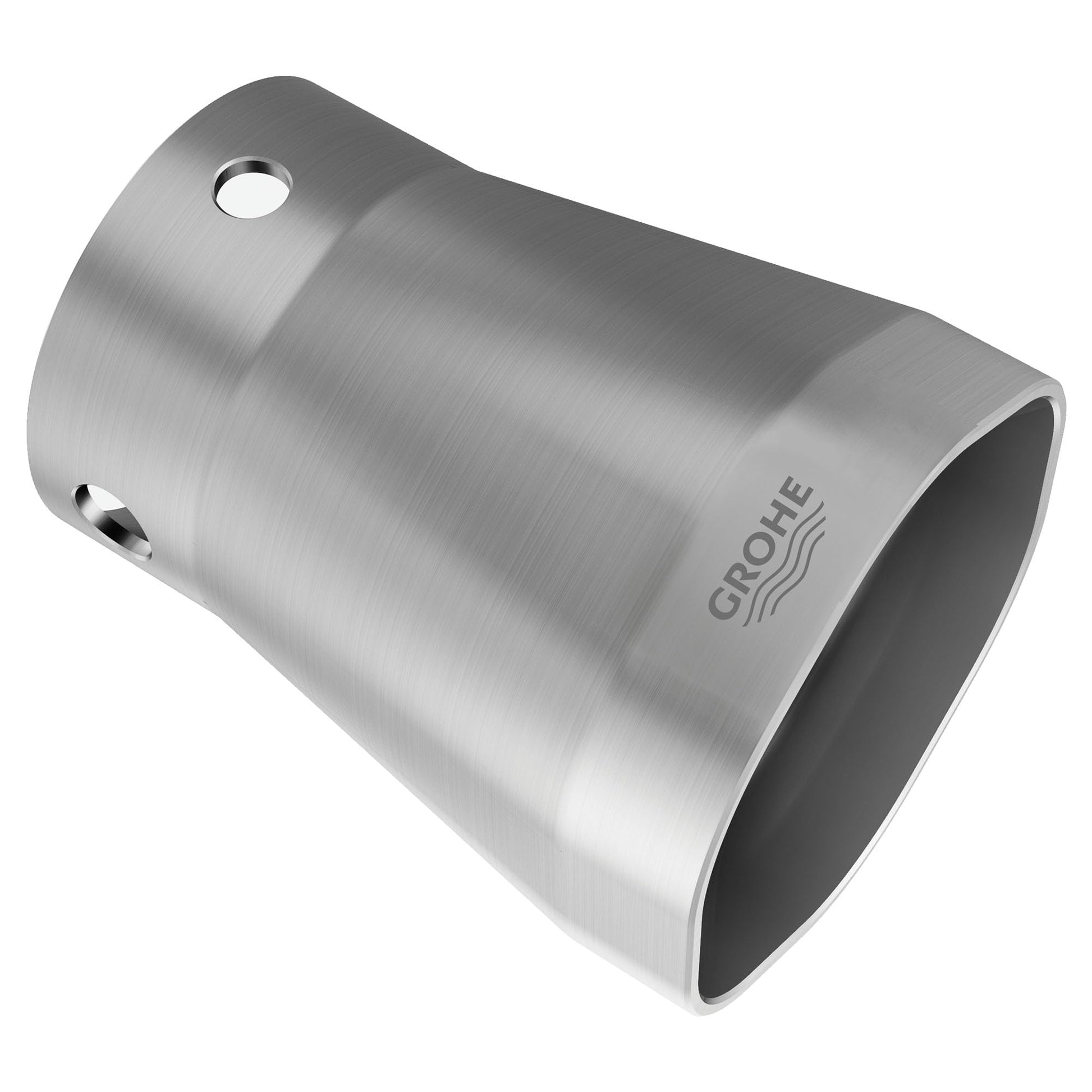 Chrome socket spanner wrench with Grohe logo and mounting hole on cylindrical body.