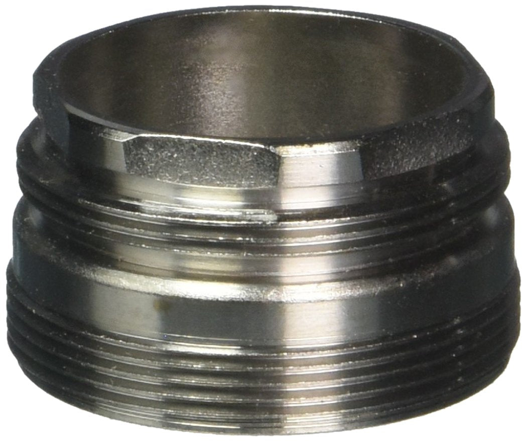 Chrome and black metal bonnet nut with threaded ridges and polished band detail.