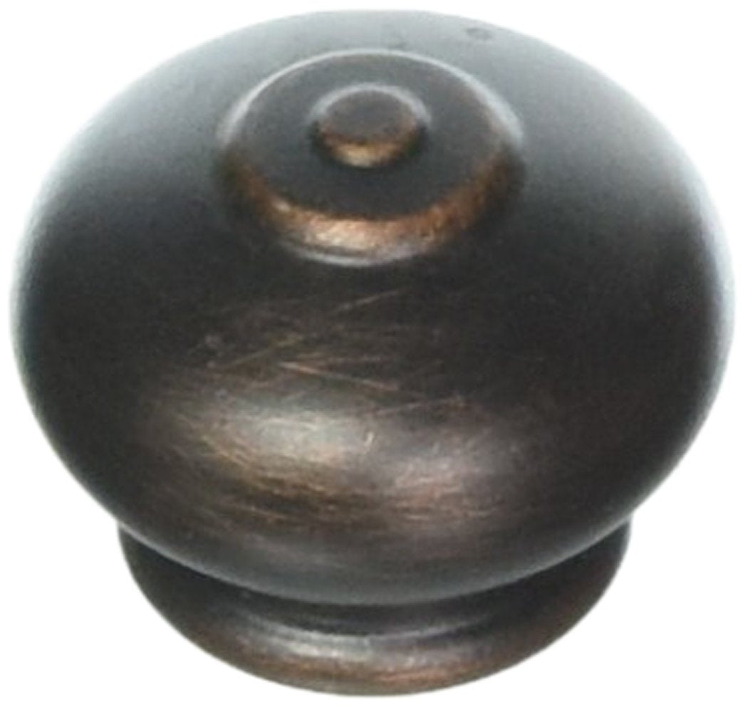 Round dome-shaped finial with bronze finish and small knob detail on top.