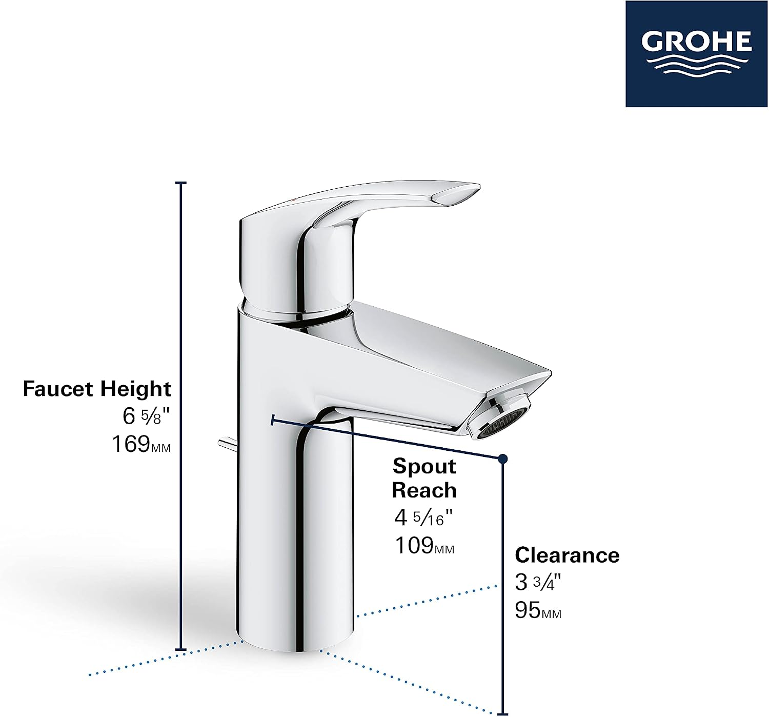 Grohe 32642EN3 Eurosmart Single Hole Single-Handle S-Size Bathroom Faucet 1.2 GPM In Brushed Nickel Finish