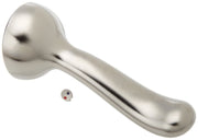Brushed stainless steel lever handle with circular mounting base and small trim ring component.