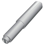 Brushed chrome cylindrical toilet paper roller with mounting bracket and slot opening.