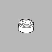 Chrome-finished faucet aerator with threaded cylindrical body and circular top opening.