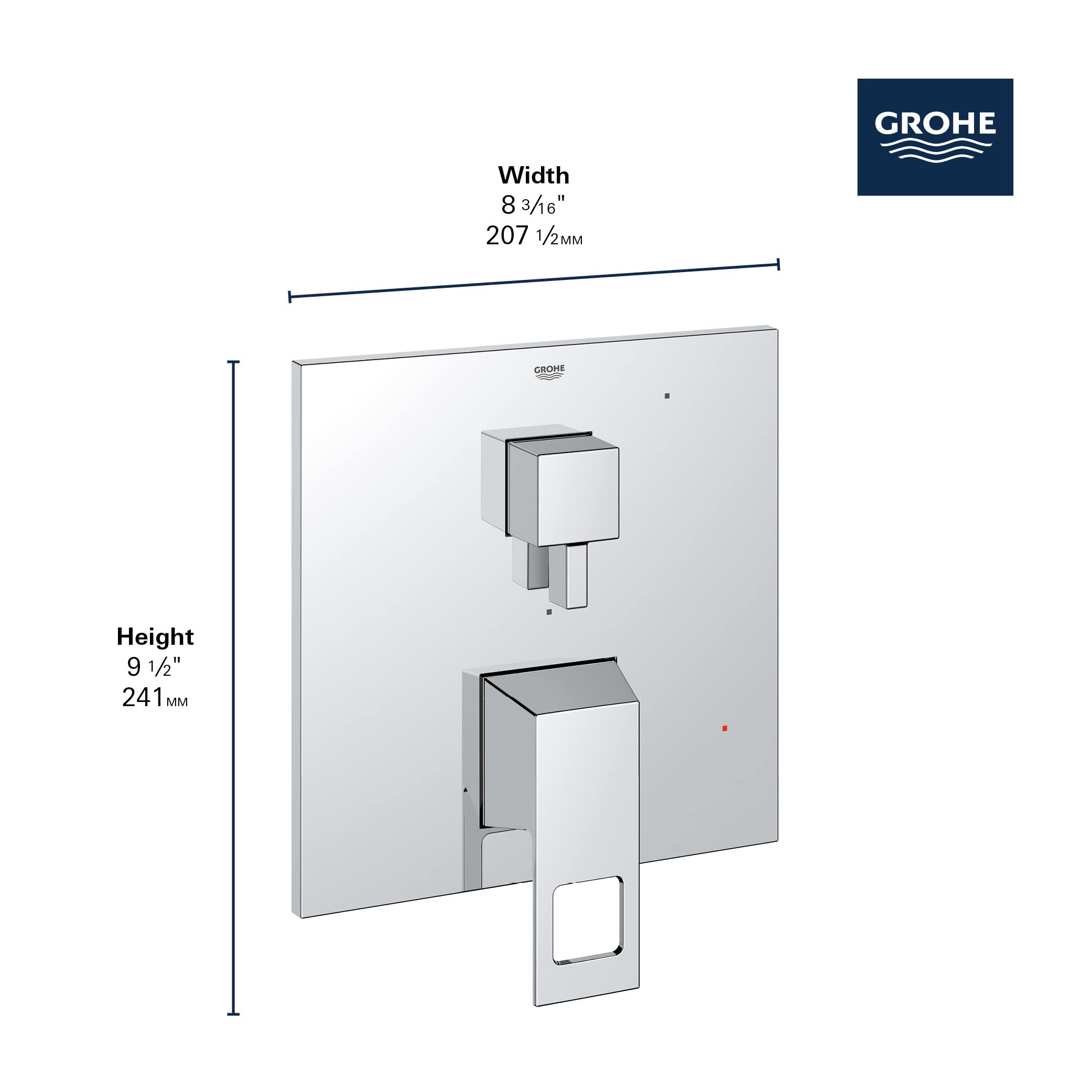 Grohe Eurocube 29422GN0 EUROCUBE PRESSURE BALANCE VALVE TRIM WITH 2-WAY DIVERTER WITH CARTRIDGE in Grohe Brushed Cool Sunrise