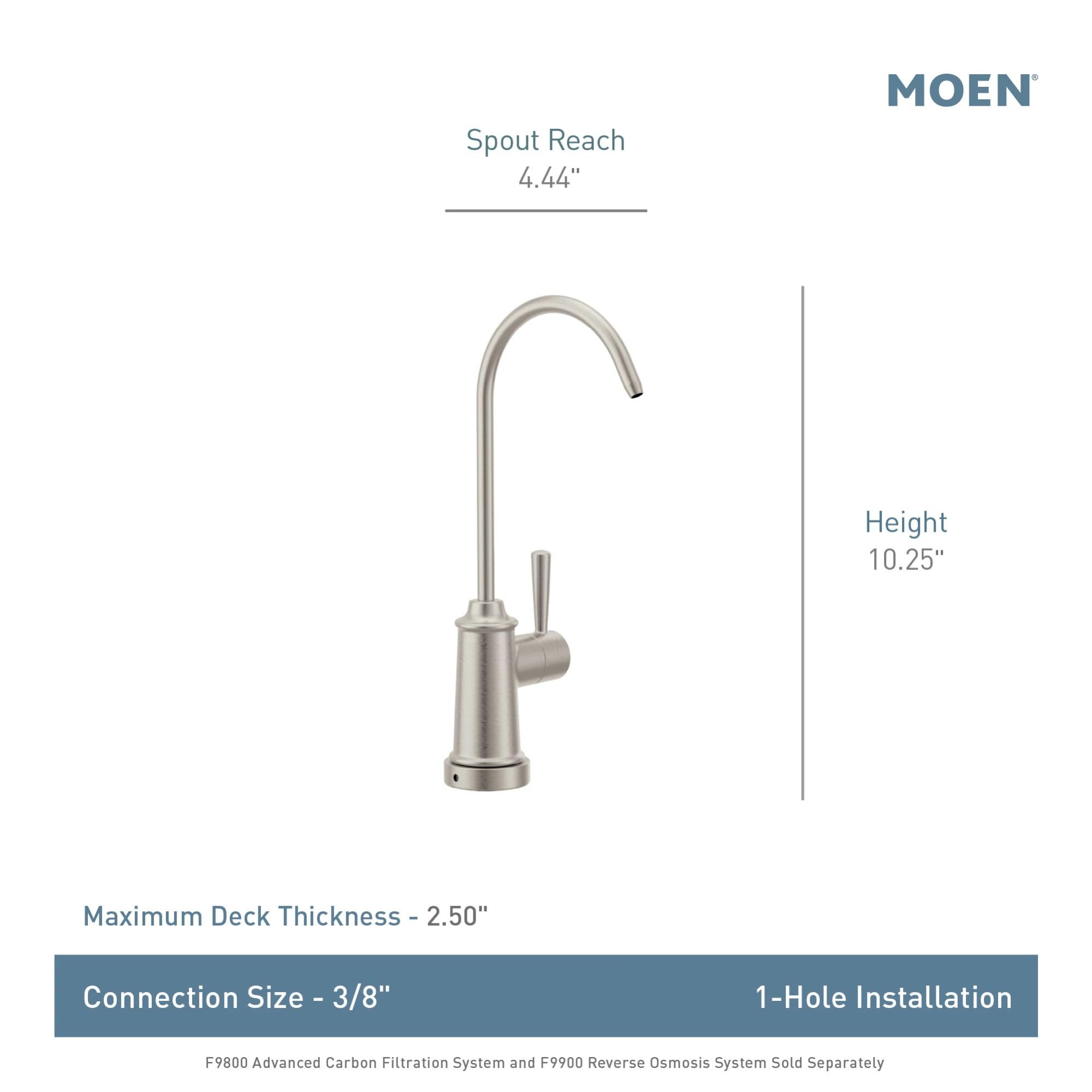 Moen Sip Traditional Drinking Water Beverage Faucet with Optional Filtration System in Chrome - F7600