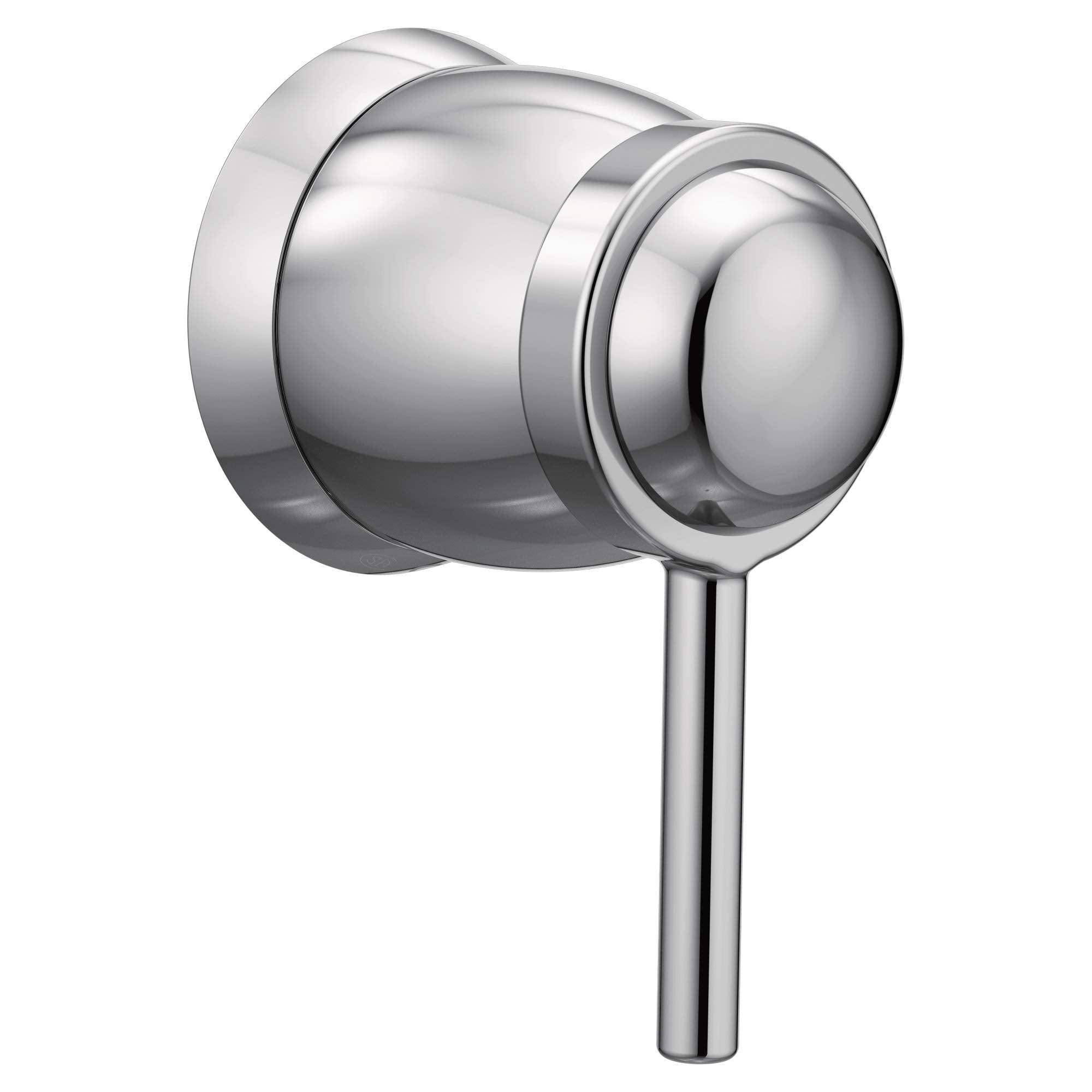 Chrome volume control valve trim kit with cylindrical body, rotary knob, and single handle lever.