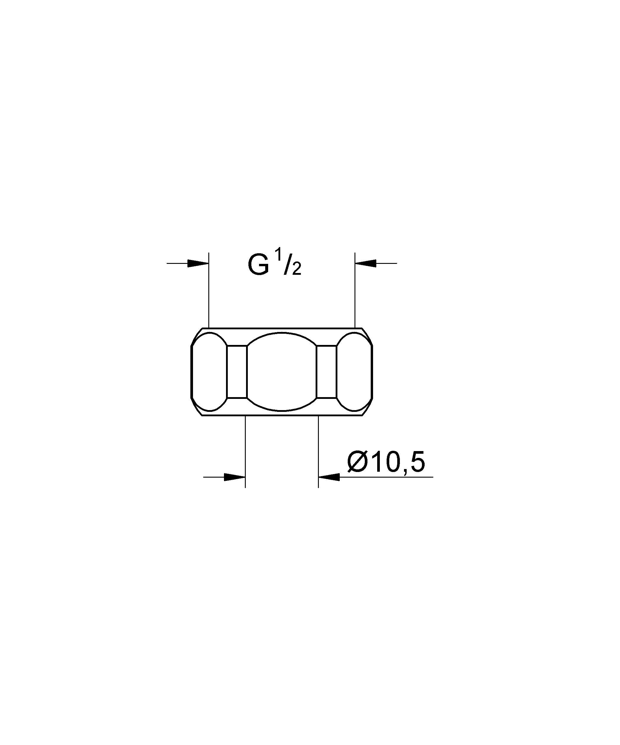 Grohe Repair Parts 1290100M Coupling Nut (1/2") in Grohe Chrome