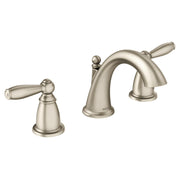 Moen Brandtford Two Handle High Arc Widespread Bathroom Sink Faucet for 3 Hole Setups with Valve Included in Brushed Nickel - TV6620BN