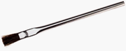 Ten medium acid brushes with black bristles, white ferrules, and metal handles.