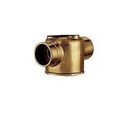 Brass 2-way valve body with three 3/4" sweat connections and tee-shaped configuration.