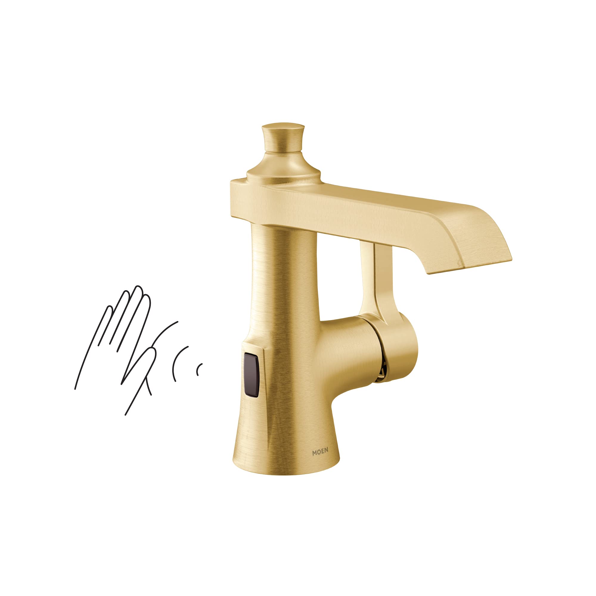 Moen Flara Motionsense Wave Touchless Single Handle Bathroom Sink Faucet in Brushed Gold - S6981EWBG