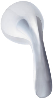 Chrome and white metal blade handle with curved grip and rounded head for transfer valve.