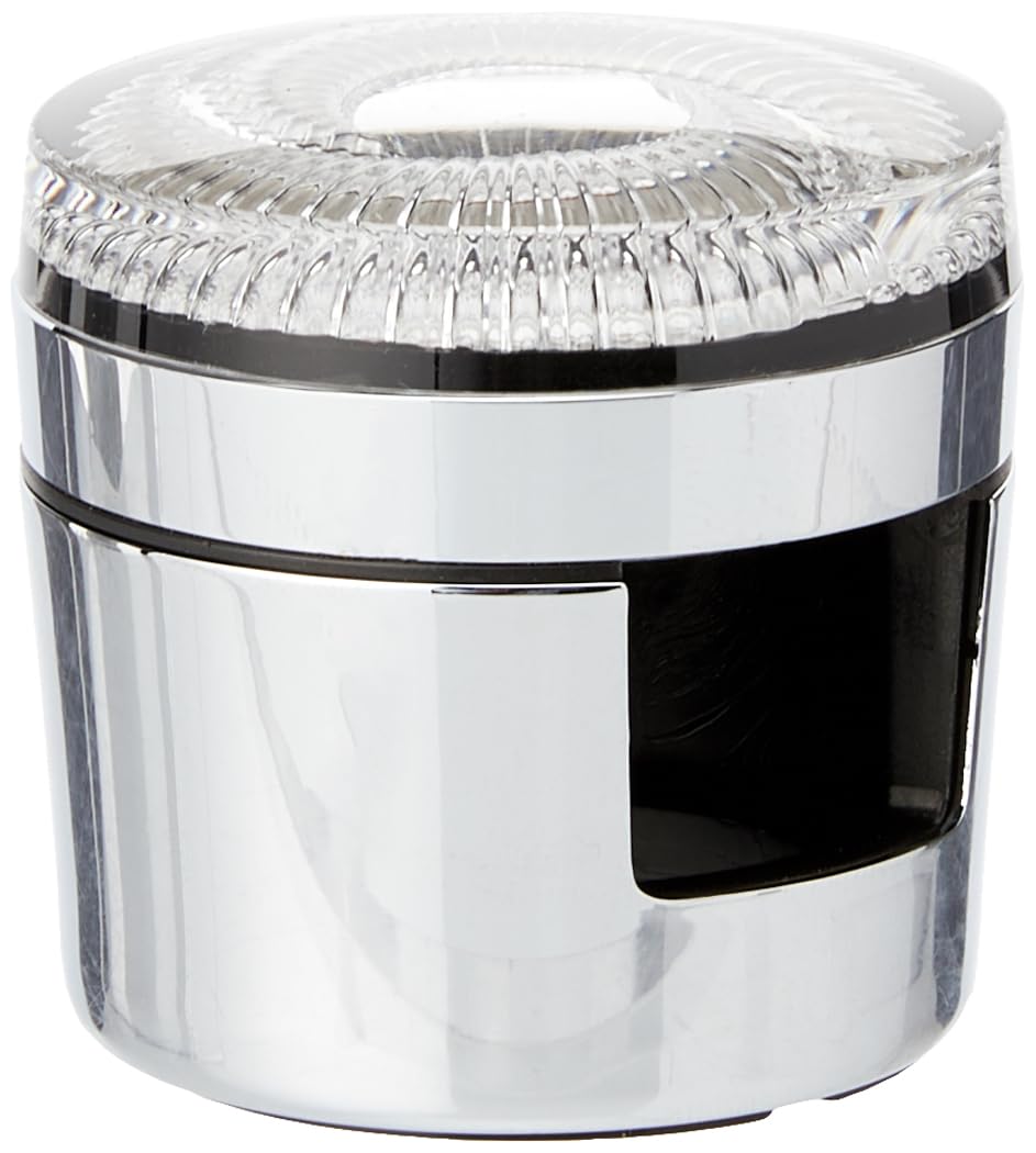 Chrome lever head with ribbed clear plastic cap and black accent band for faucet repair.