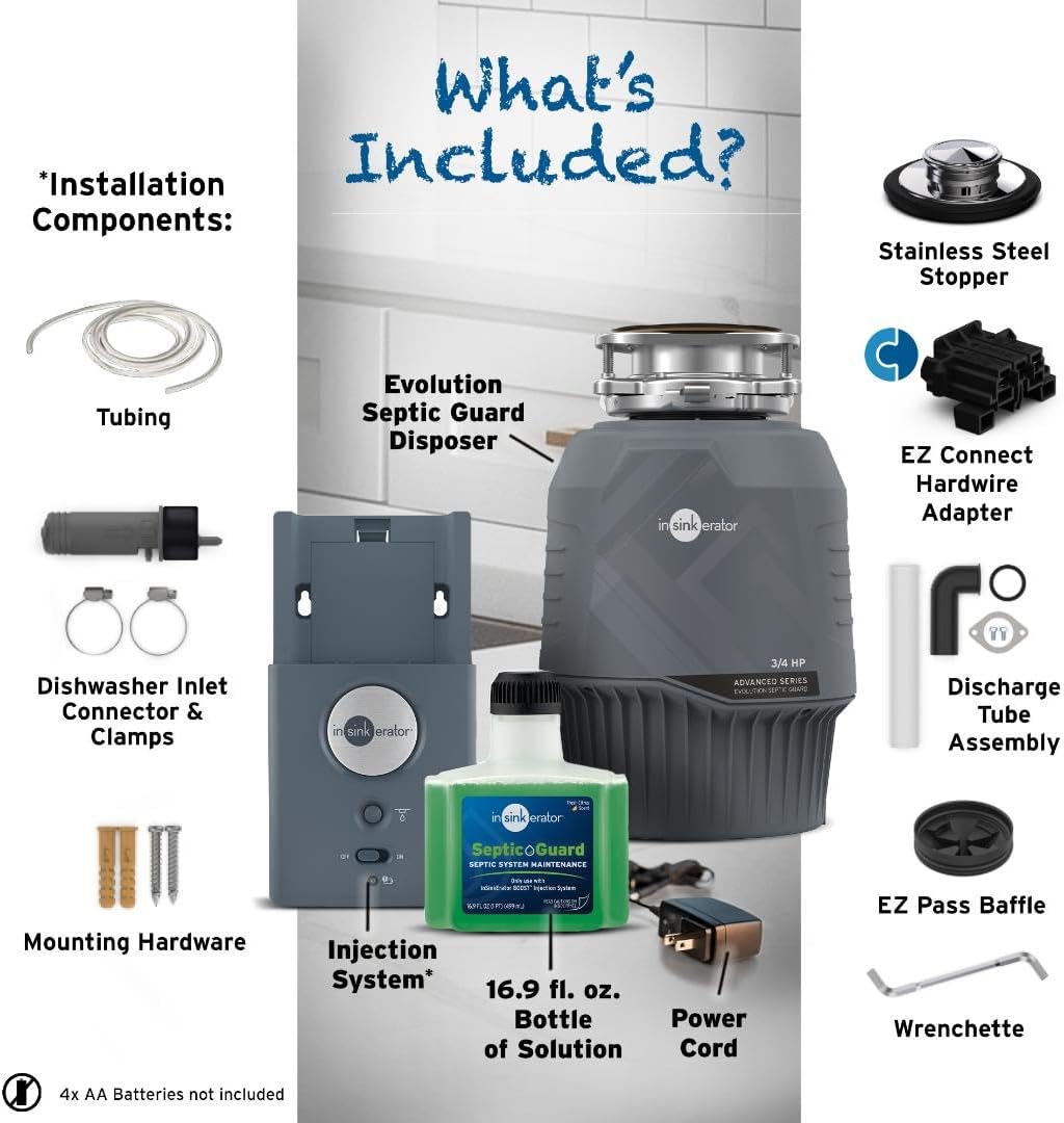 InSinkErator Advanced Series Septic Guard Garbage Disposal, 3/4 HP in Black - 80024-ISE