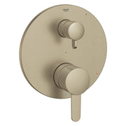 Grohe Cosmopolitan brushed nickel valve trim with dual round handles and 2-way diverter control.