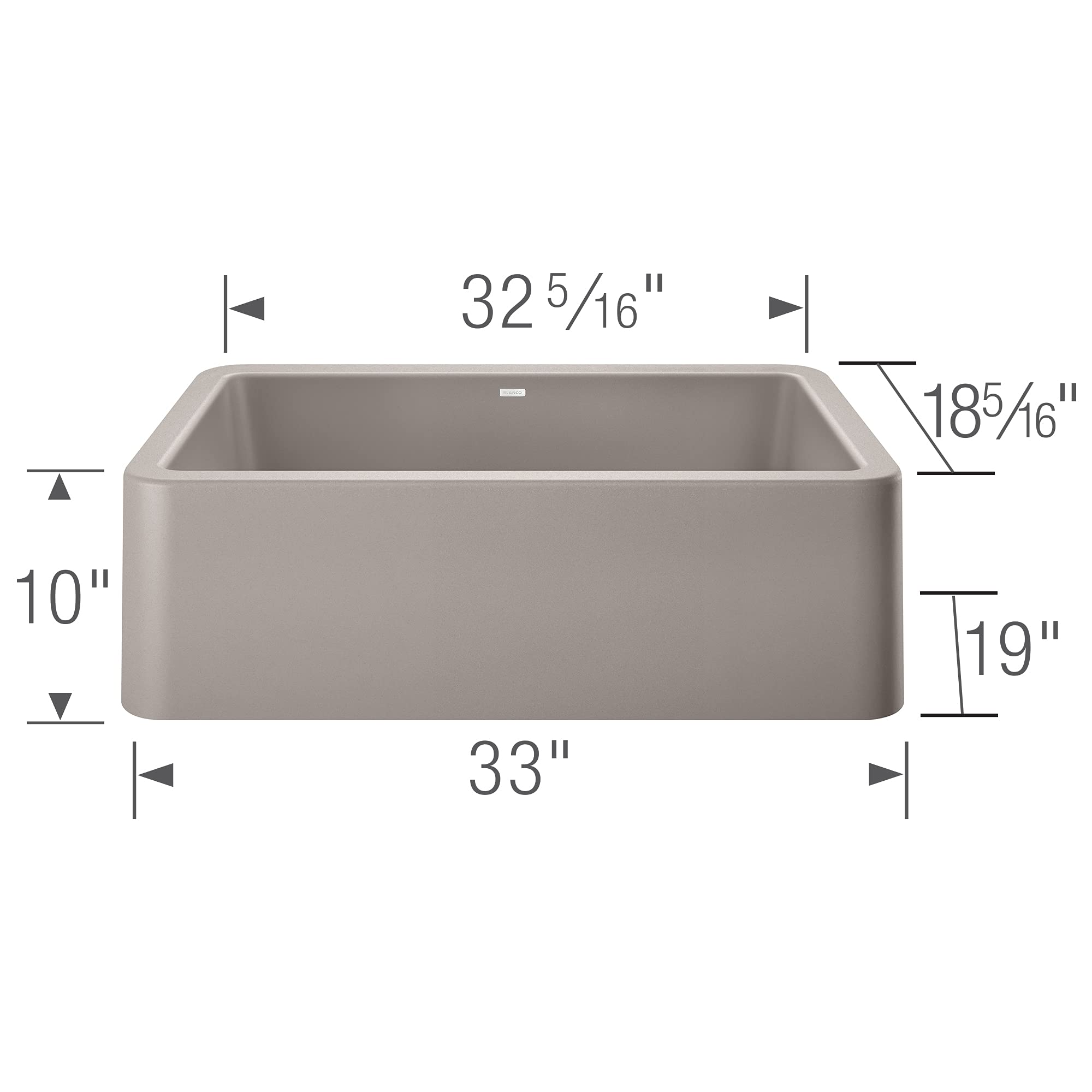 Blanco 33" Apron Front Single Bowl Farmhouse Sink in Concrete Gray - 402320