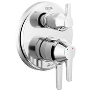 Chrome Delta Galeon 17S integrated diverter trim with dual lever handles and three-setting control mechanism.