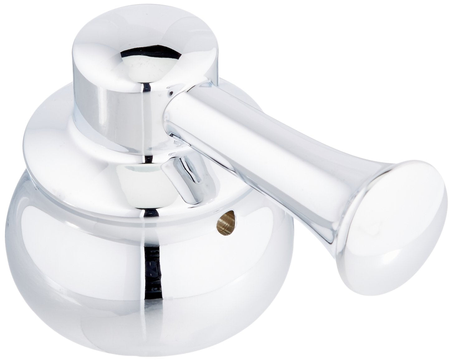 Chrome metal lever handle kit for tub and shower with circular trim plates and diverter spout.