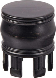 Venetian bronze end cap with rounded top and decorative grooved bands, featuring four prongs for installation.