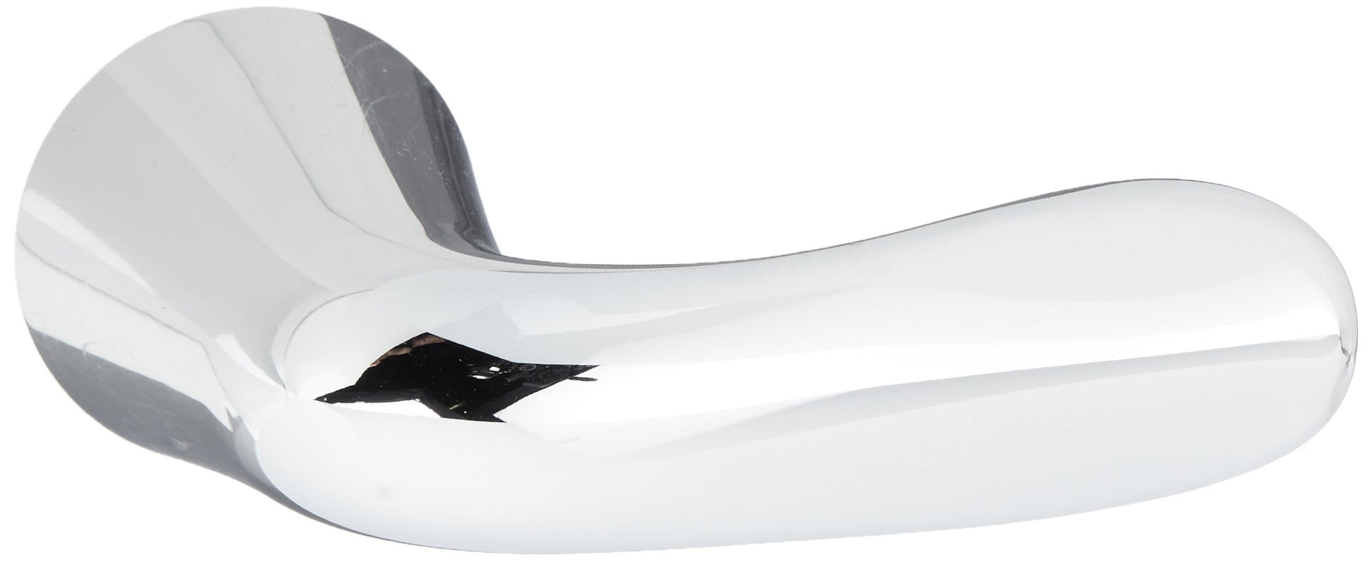 Chrome metal lever handle with curved design and round mounting base for roman tub faucet installation.
