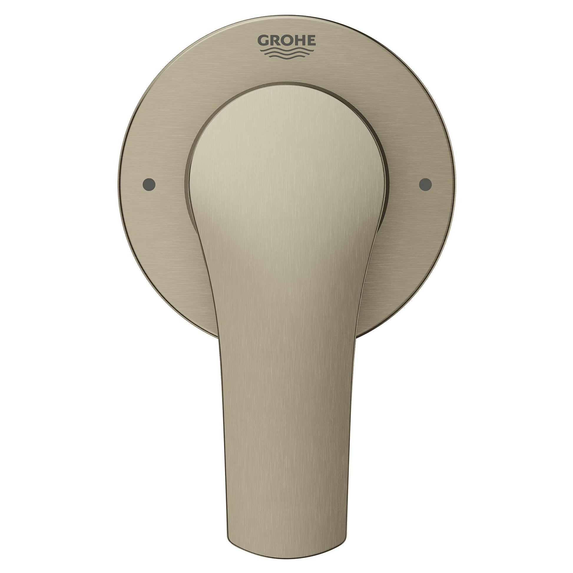 Grohe Eurosmart brushed nickel 2-way diverter trim with round wall plate and lever handle.