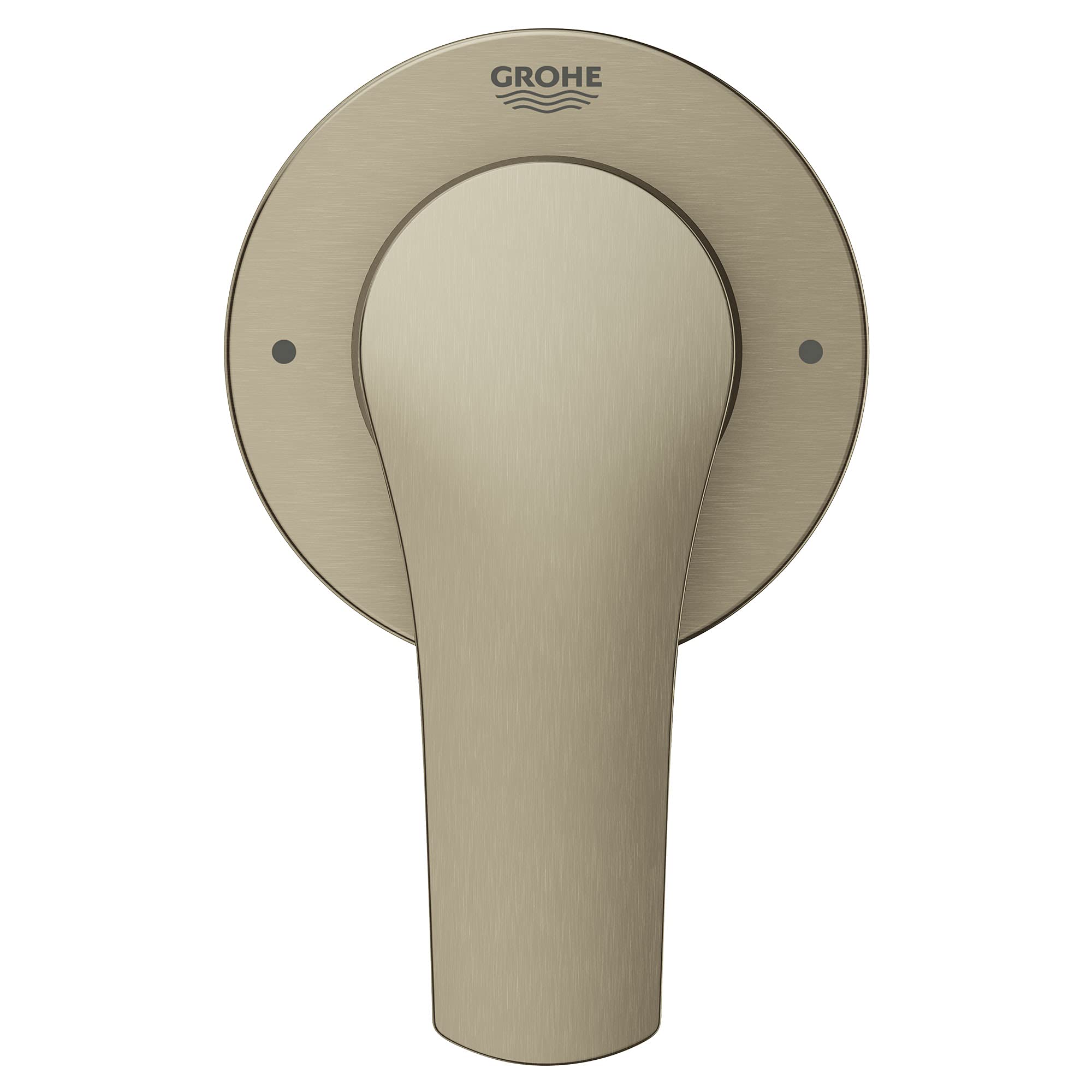 Grohe Eurosmart brushed nickel 2-way diverter trim with round wall plate and lever handle.